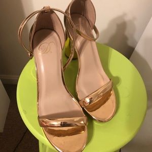 Charlotte Russe Rose Gold Ankle Strap Heels